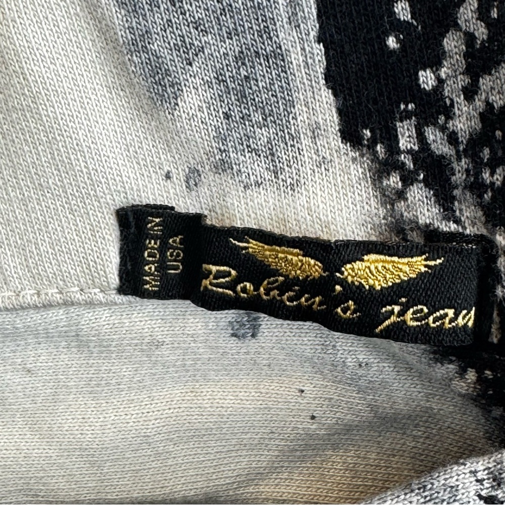 Men's Robins Jeans Sweatpants Galatic Black and White Abstract Joggers Sz S - Picture 9 of 12